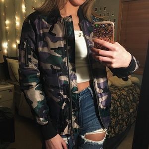 Brand New UO Camo Bomber Jacket